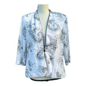 Alex Evenings Black Sheer Floral Embroidered Evening‎ Jacket Sz LP Black…